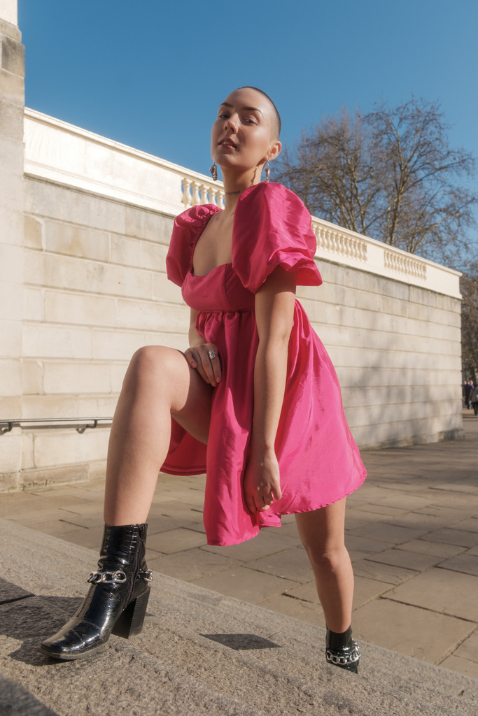 One leg raised onto a step